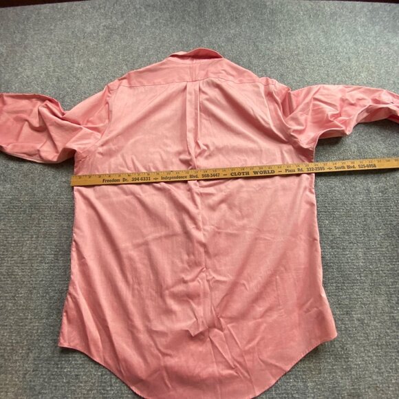 Lands End Shirt Mens 17 35 Pink Supima Cotton No Iron Pinpoint‎ Traditional Fit - Picture 9 of 13